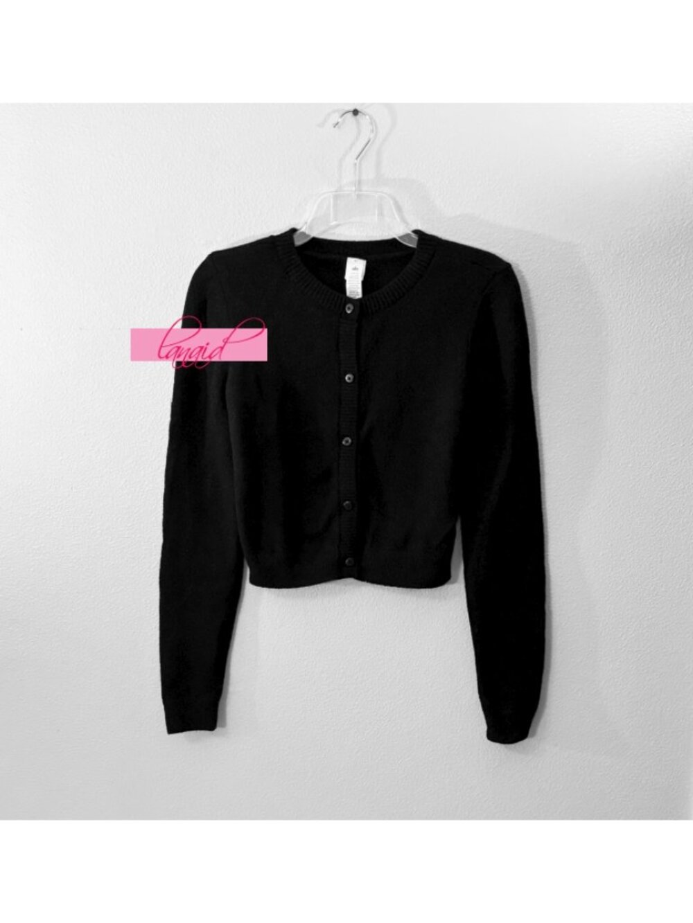 Alo Snuggle Up Sweater Cropped Cardigan Black Button-Up Fuzzy Knit Soft Cardi S - Picture 7 of 11